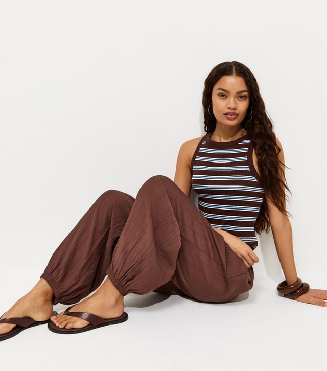 New Look Women's Petite Mink Pleated Wide Leg Cuffed Trousers New Look - 3