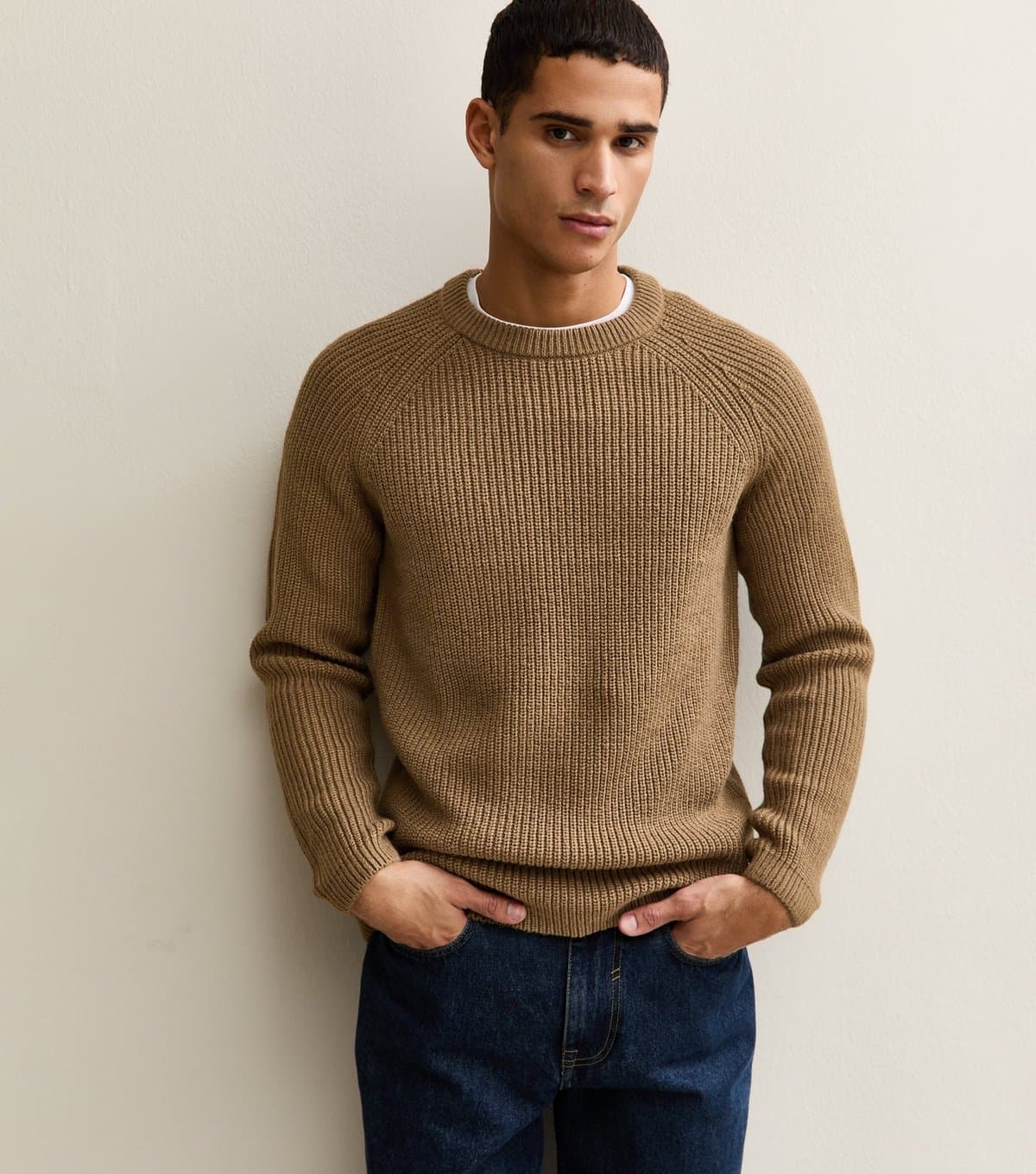 New Look New Look Mid Brown Fisherman Knit Crew Neck Jumper