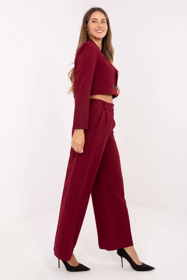 Love Lace Love Lace Women's Tailored Blazer & Wide Leg Pants Set in Red - 2