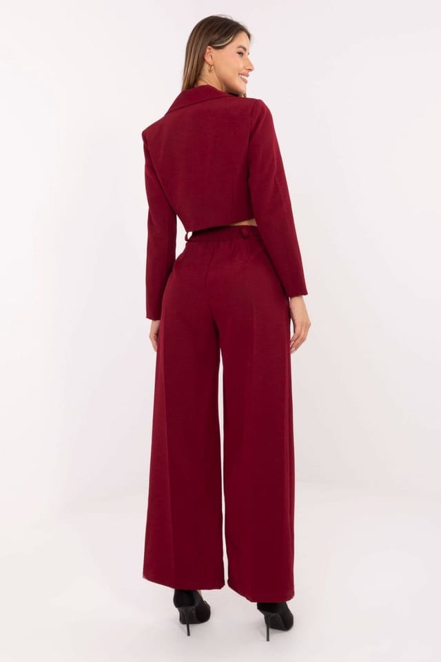 Love Lace Love Lace Women's Tailored Blazer & Wide Leg Pants Set in Red - 3