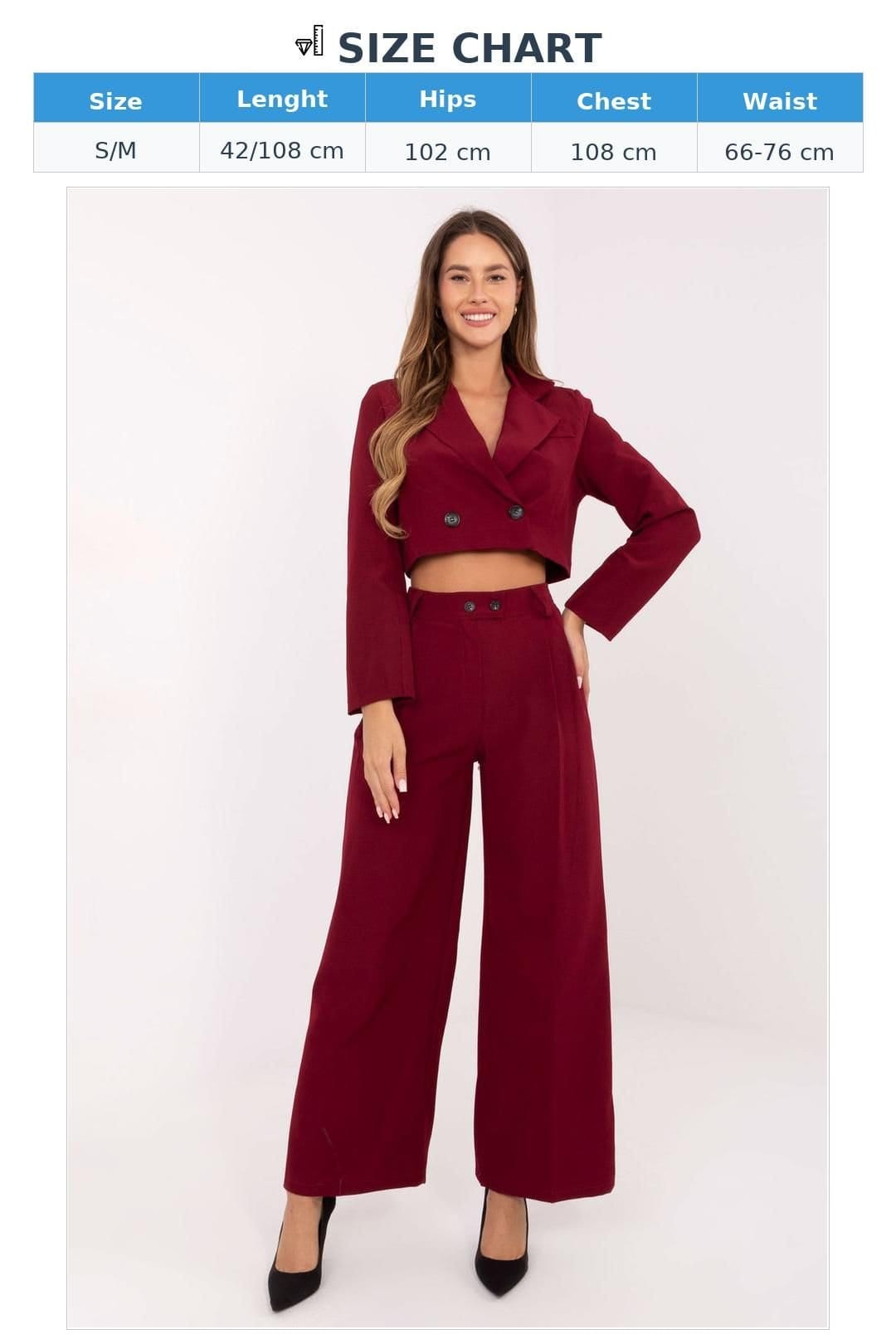 Love Lace Love Lace Women's Tailored Blazer & Wide Leg Pants Set in Red - 4