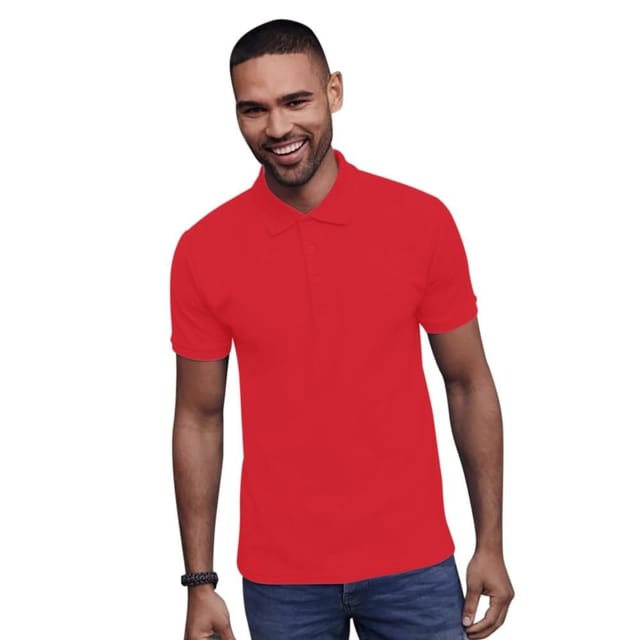 SG SG Men's Ring-Spun Cotton Short Sleeve Polo Shirt in Red - 2