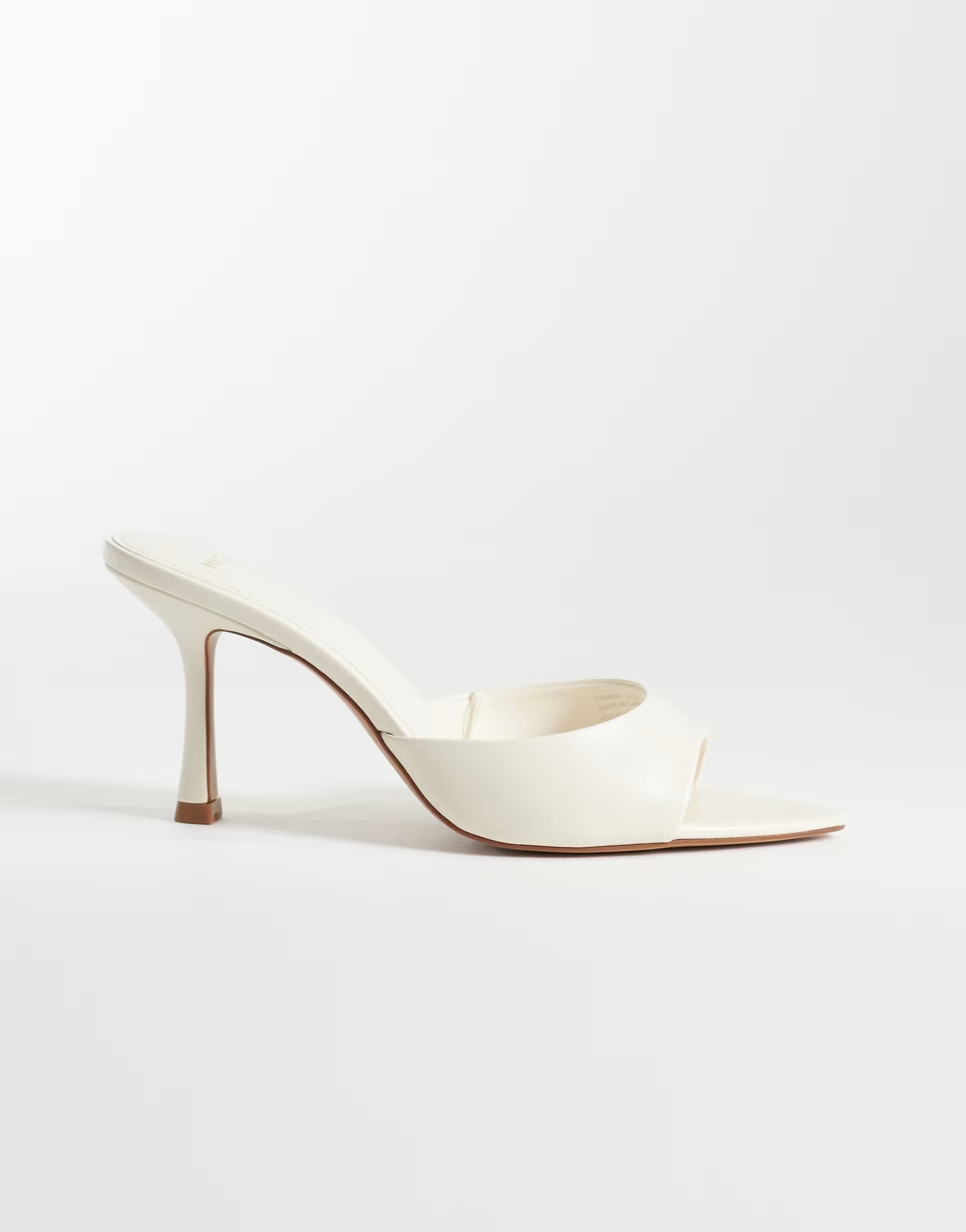ASOS Mango faux leather heeled mules in cream