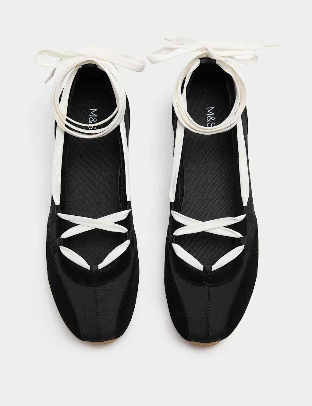 Marks & Spencer M&S Ankle Tie Ballet Trainers Black