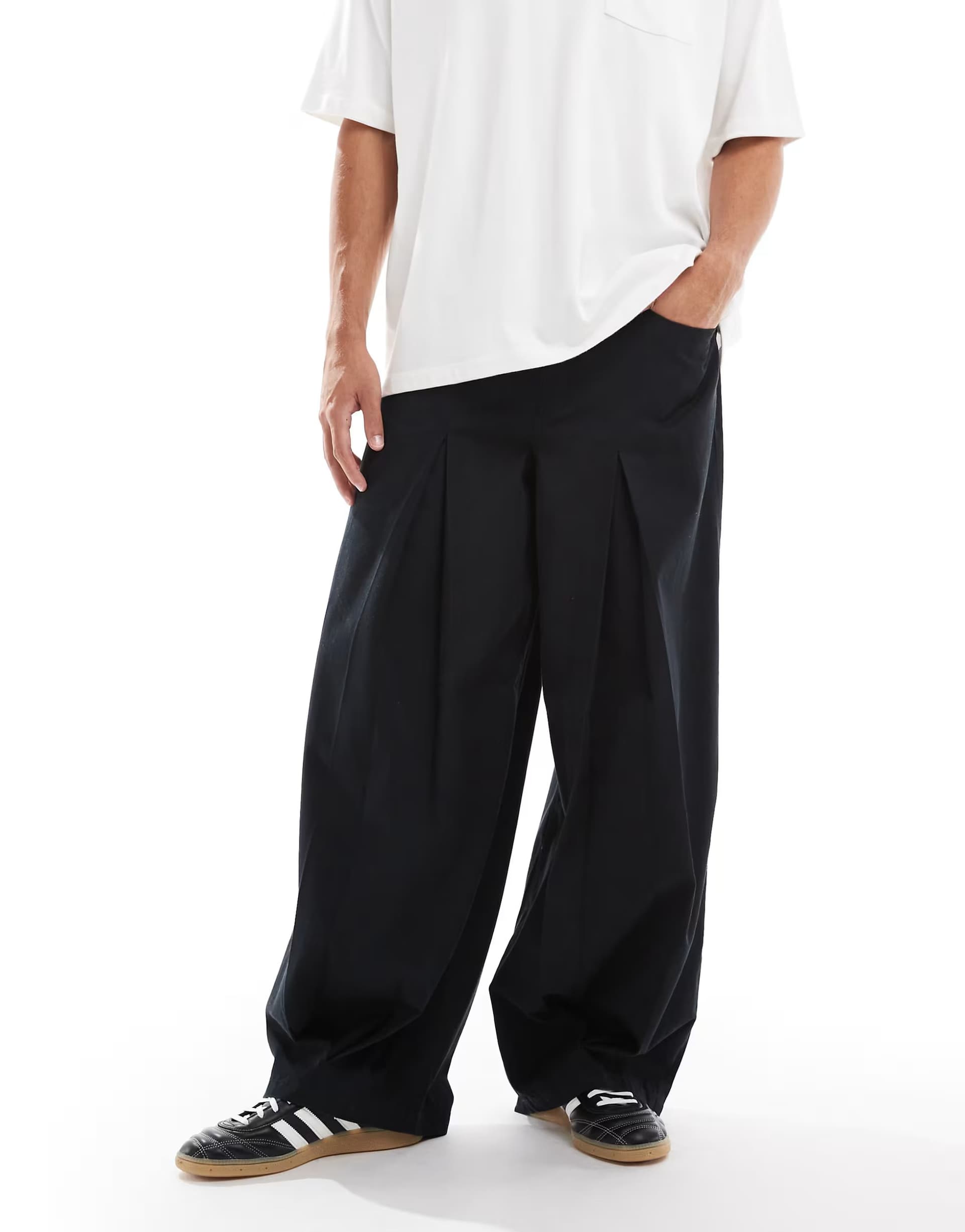 ASOS ASOS DESIGN loose trousers in black with pleat detailing