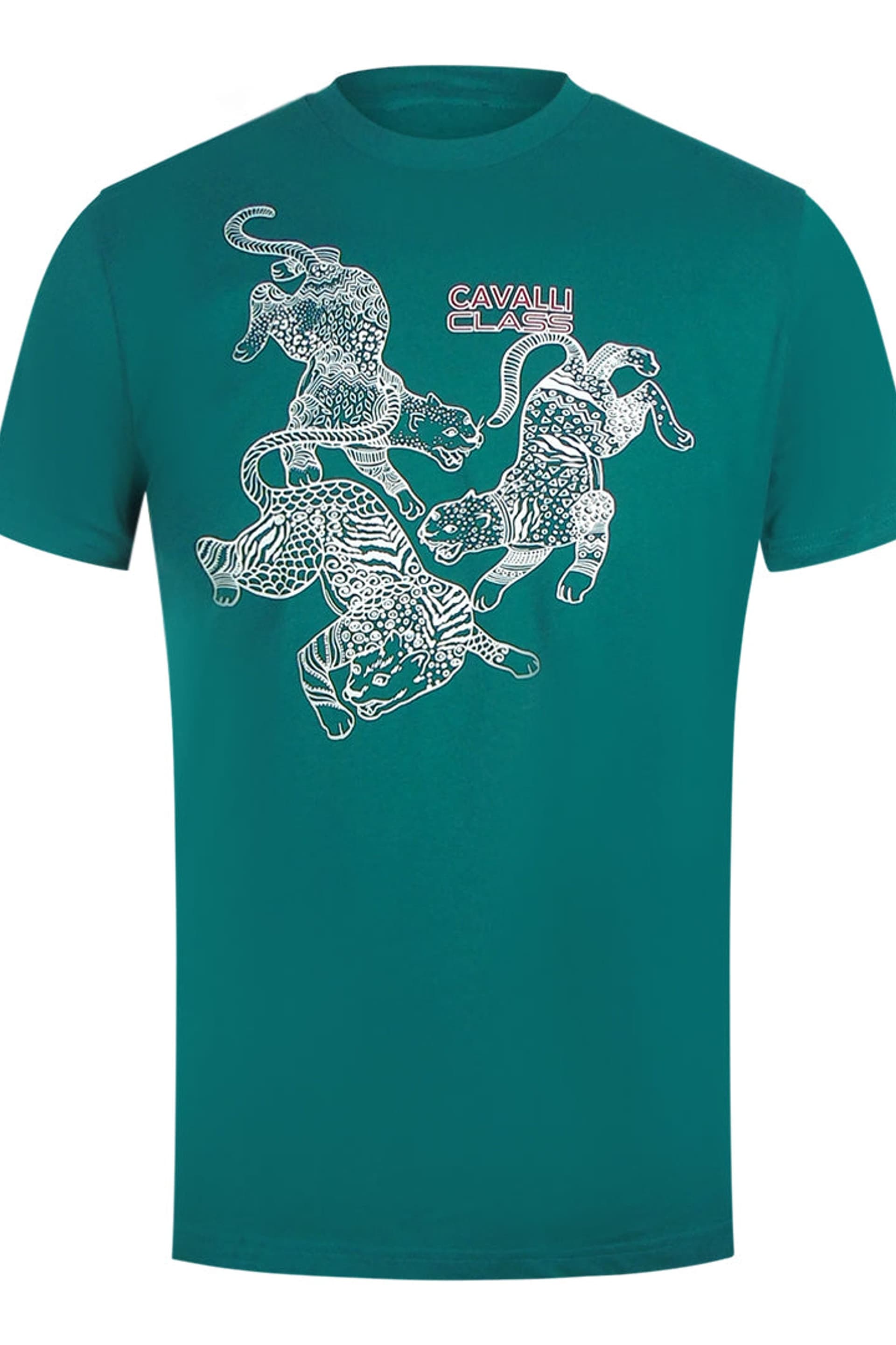 Cavalli Class Cavalli Class Men's Short Sleeve Relaxed Fit T-shirt in Teal