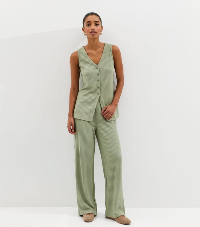 New Look Women's Soft Touch Khaki Textured Trouser New Look - 3