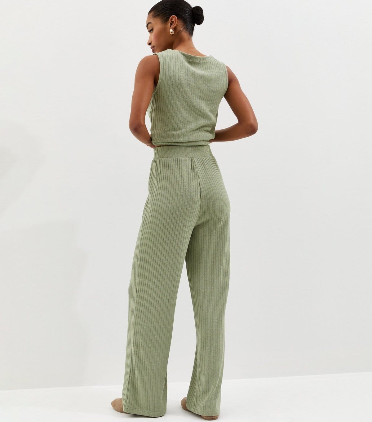 New Look Women's Soft Touch Khaki Textured Trouser New Look - 4