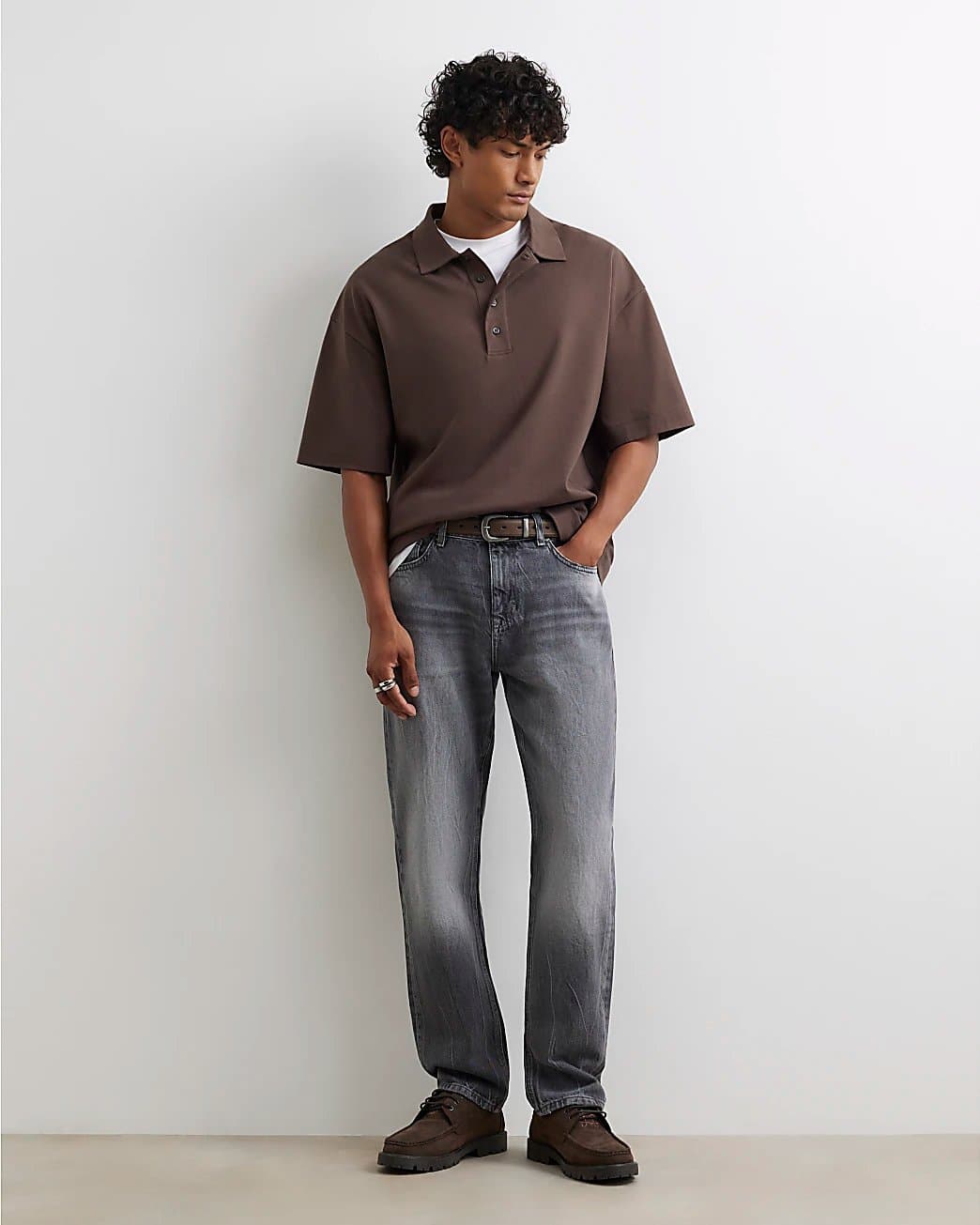 River Island Mens River Island Grey Straight Fit Jeans
