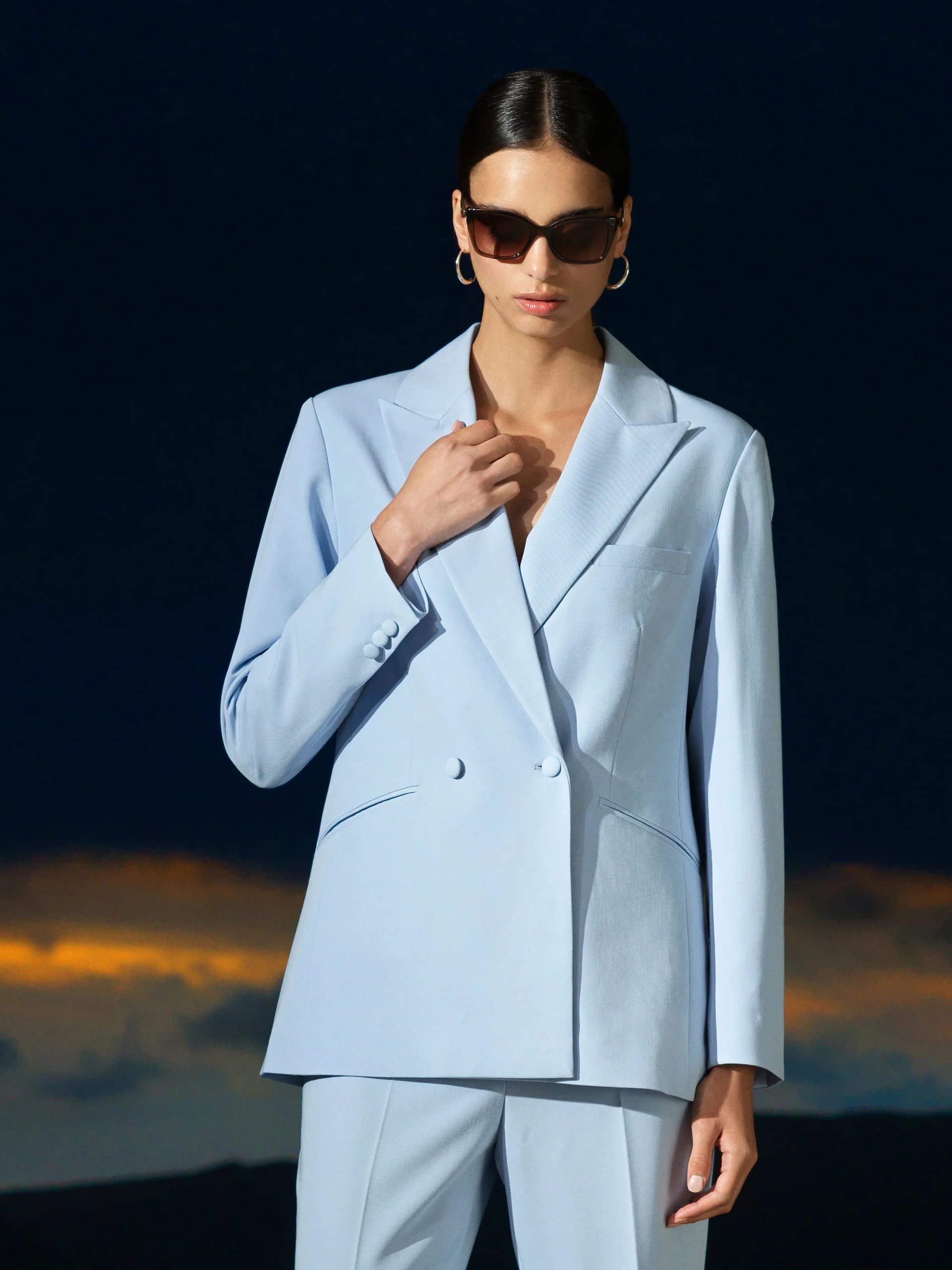 French Connection Sammie Tailored Double Breasted Blazer Mid Pretty Blue