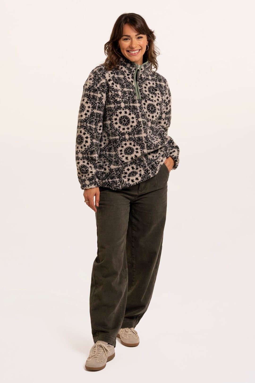 Brakeburn Brakeburn Women's Wey Printed 1/4 Zip Fleece in Navy