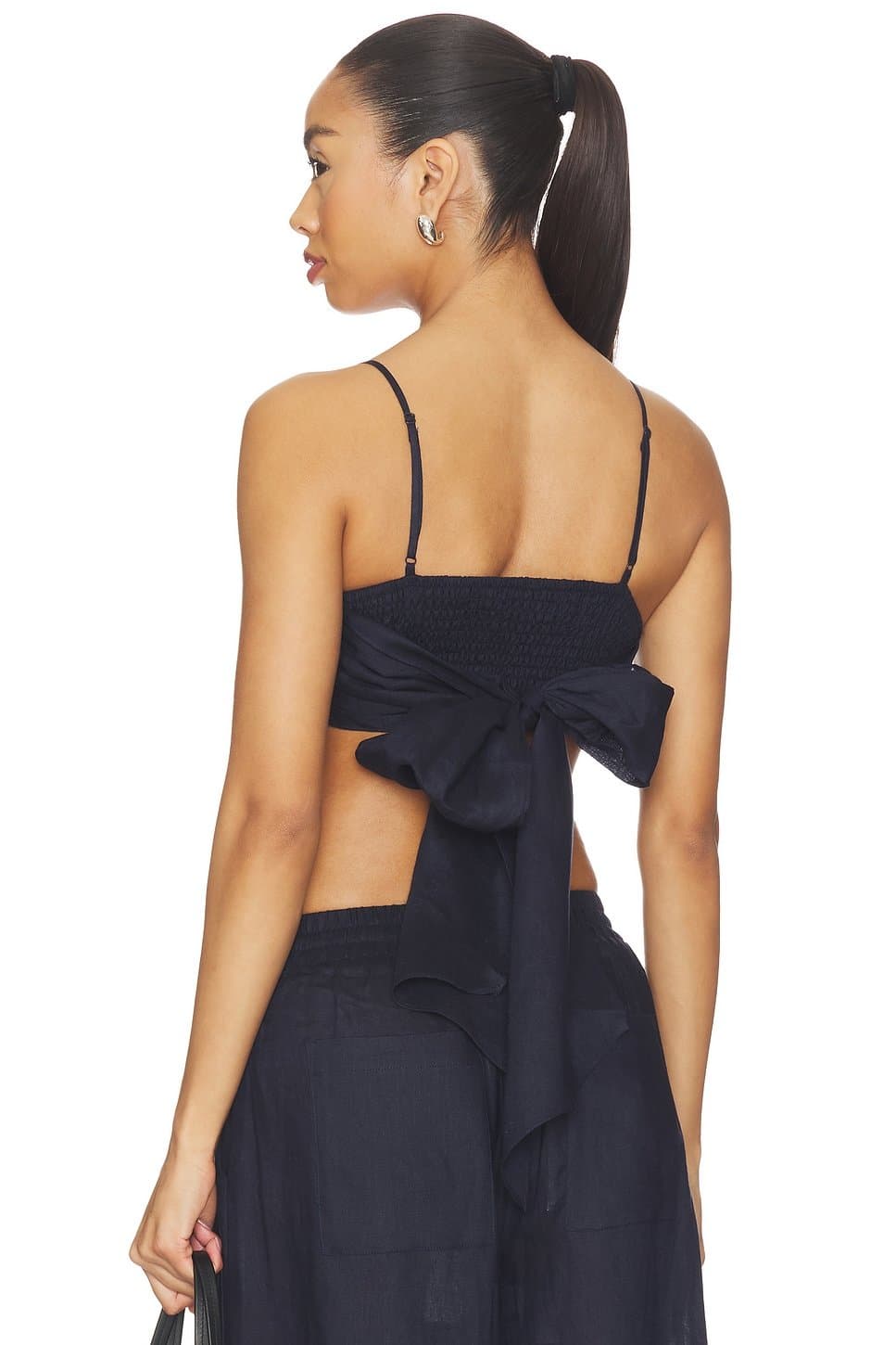 revolve Revolve Midnight Linen Tie Back Top