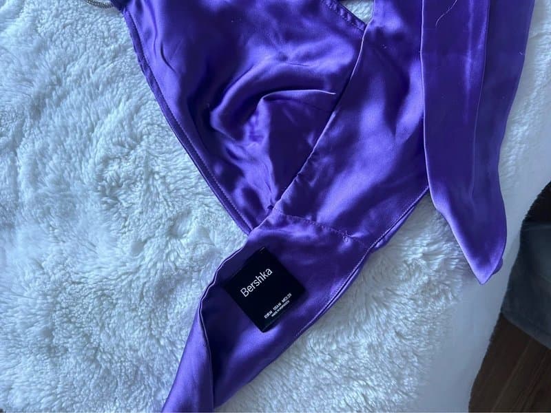 Bershka purple satin diamond halterneck