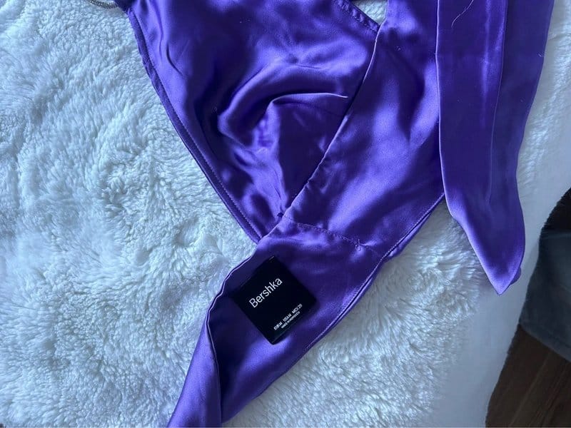Bershka Purple Satin Diamond Halterneck