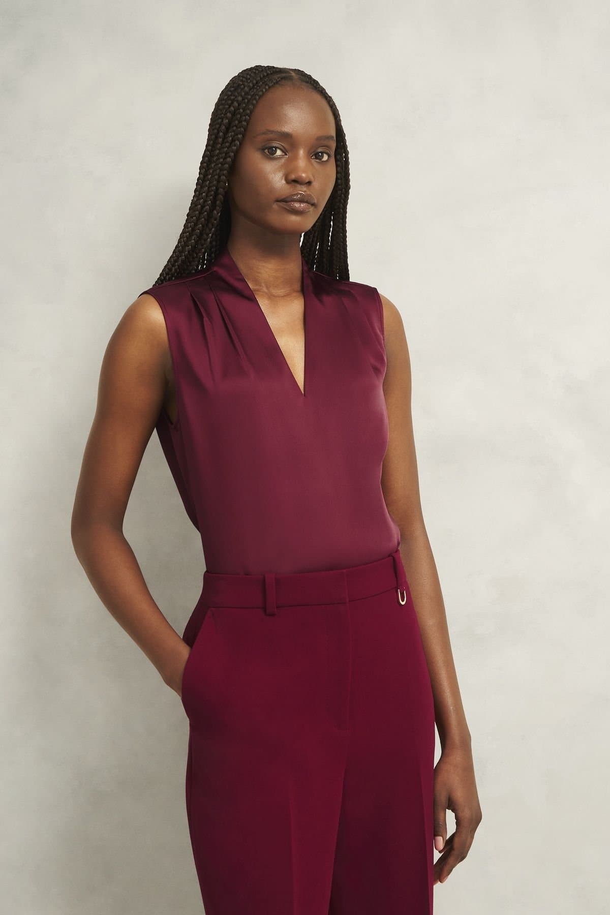 Hobbs London Hobbs London Midnight Satin Sleeveless Blouse