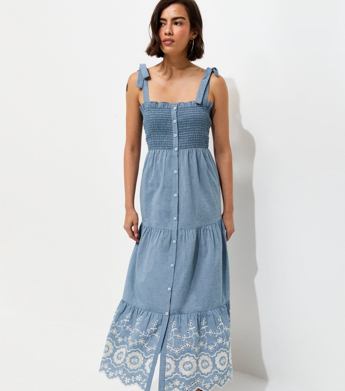 New Look Blue Chambray Midi Dress