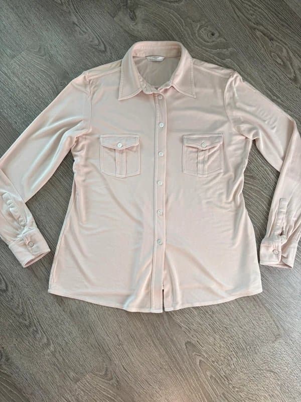 St Michael Rare Vintage St Michael Marks & Spencer 100% Silk Blouse Pale Pink UK 10