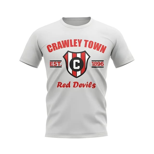 Crawley Town Crawley Town Men's Personalised Established Football T-Shirt in White - 2