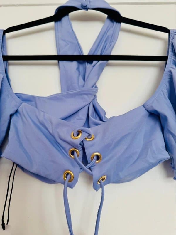 ASOS ASOS Luxe Periwinkle Ruffle Corset Halter Top - UK 8