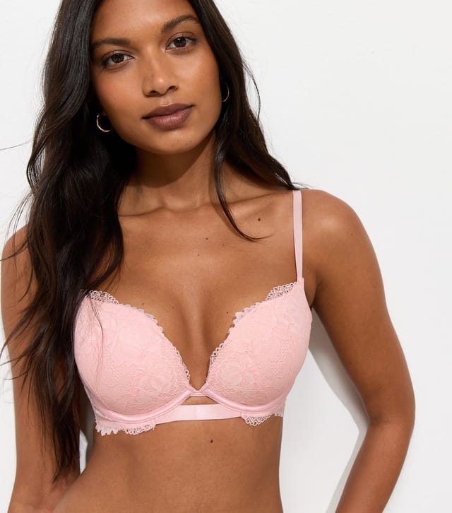 New Look Women's Pink Lace Push Up Bra New Look - 2