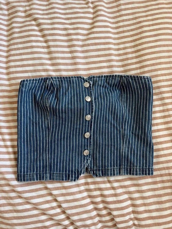 ASOS Design Striped denim boob tube