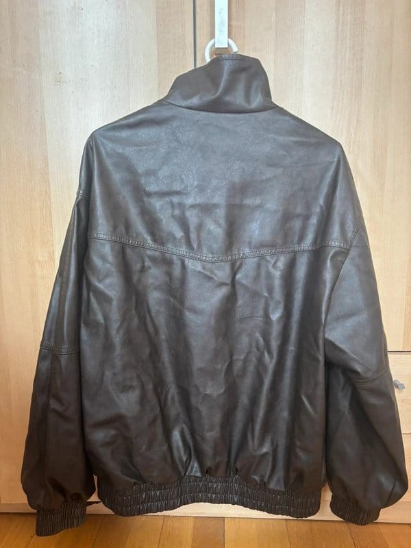 Bershka Brown Leather Bomber Jacket