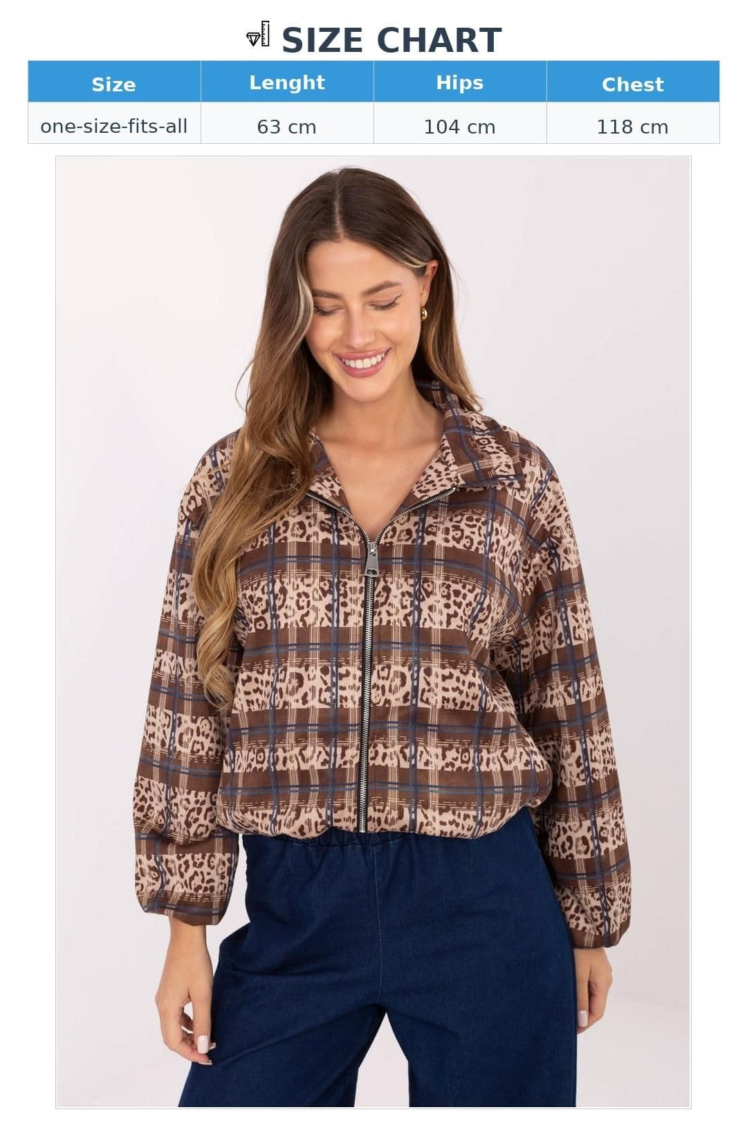 Love Lace Love Lace Women's Animal Print Check Casual Zip Jacket - 4