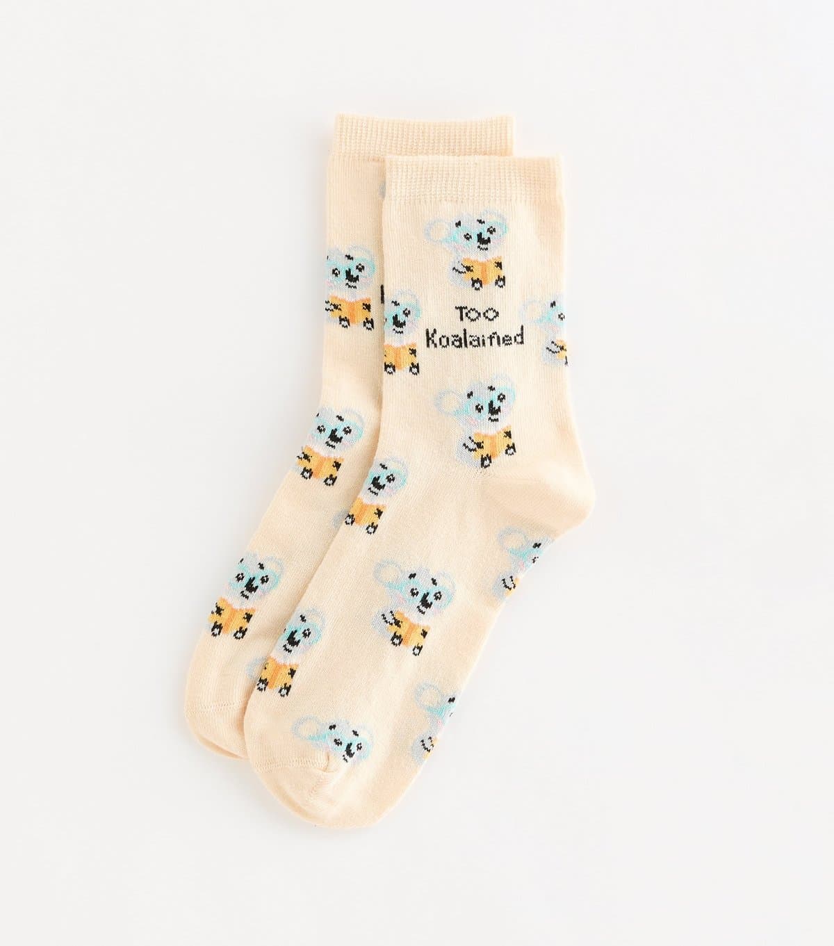 New Look Yellow Cotton Rich Too Koalaified Koala Pattern Socks New Look
