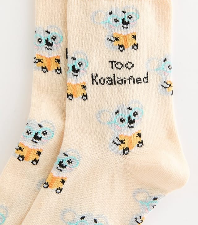 New Look Yellow Cotton Rich Too Koalaified Koala Pattern Socks New Look - 2