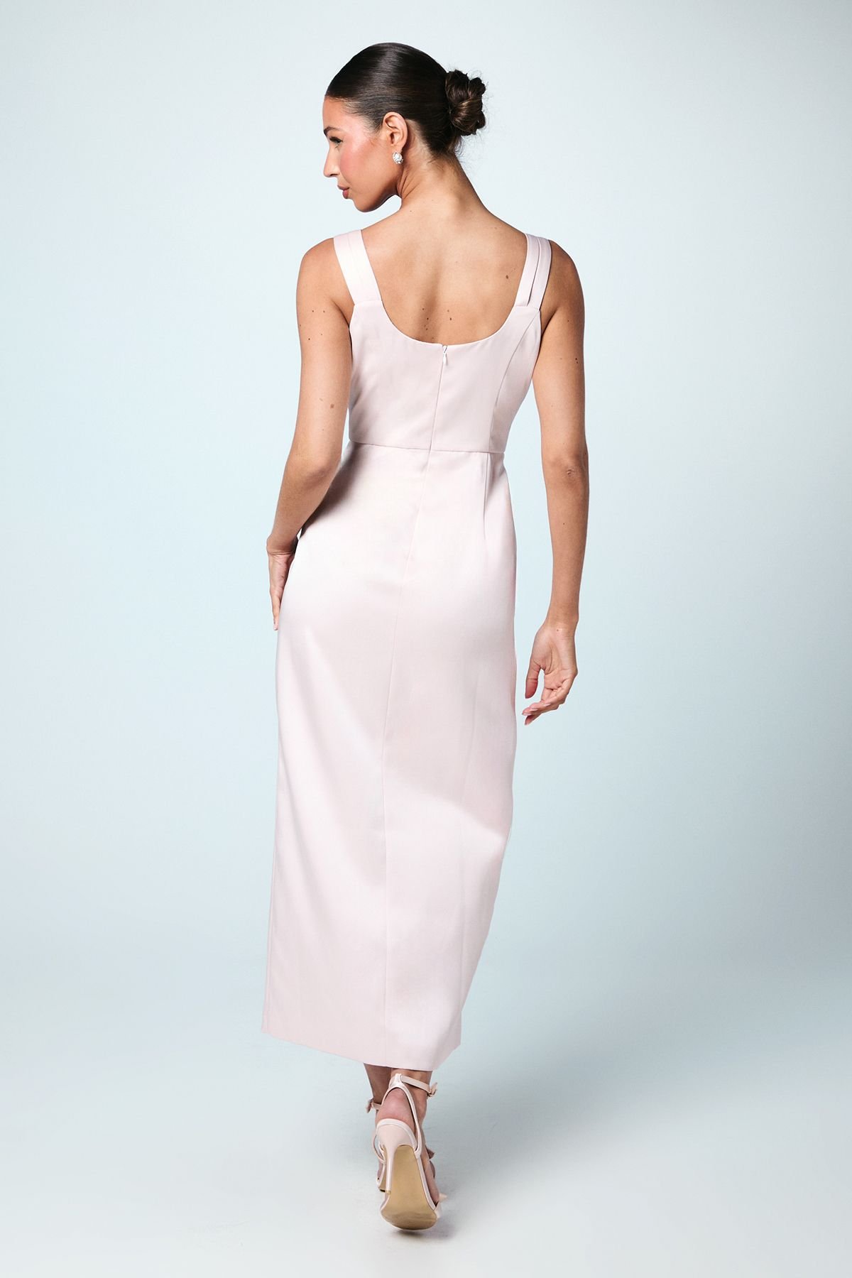 Coast Coast Women's Scoop Neck Satin Column Bridesmaid Dress in Blush - 3