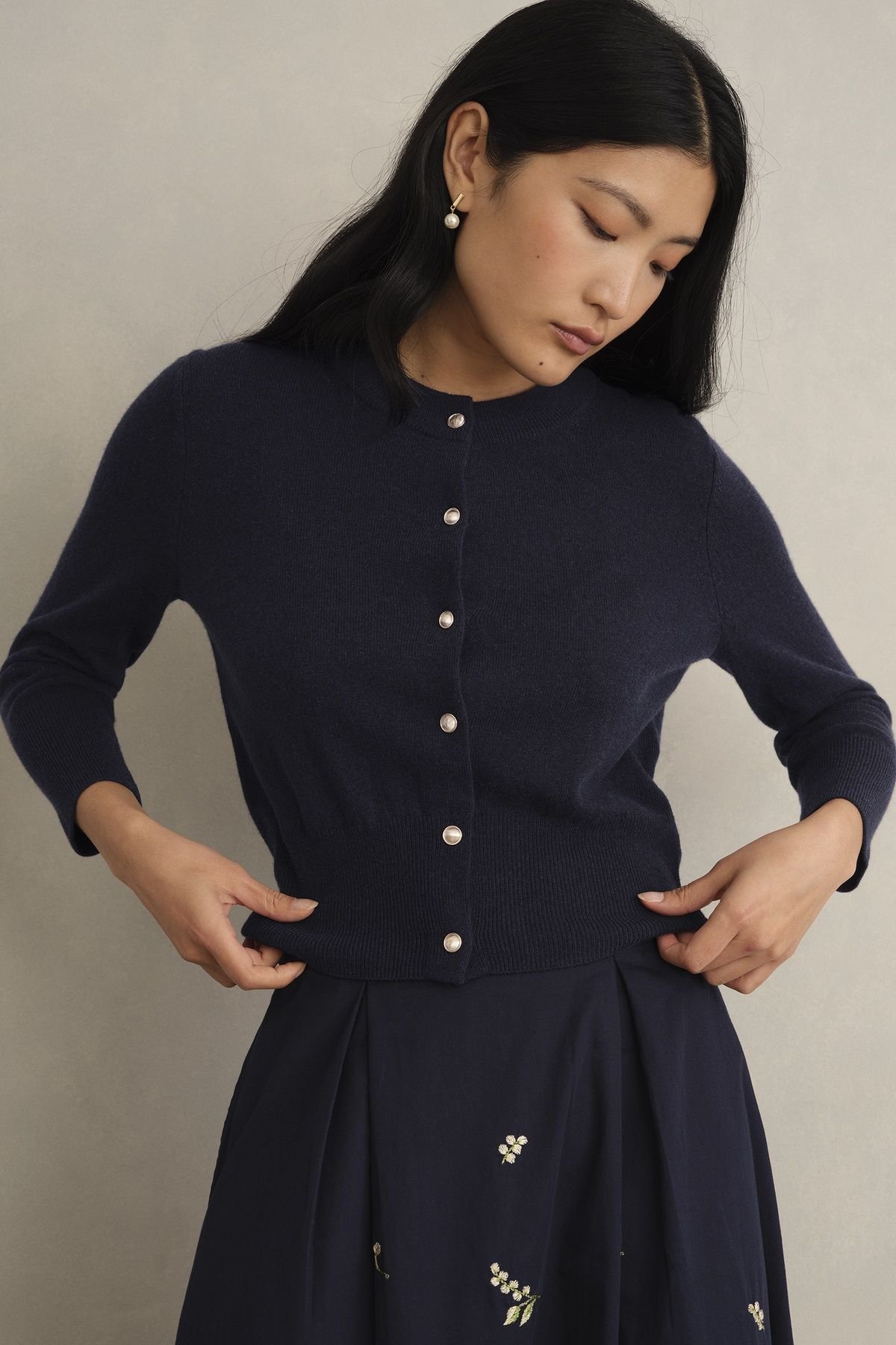 Hobbs London Hobbs London Women's Tresco Cashmere-Blend Button Cardigan in Dark Navy - 1