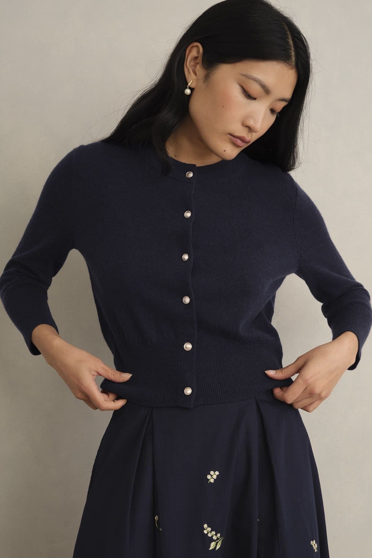 Hobbs London Hobbs London Women's Tresco Cashmere-Blend Button Cardigan in Dark Navy