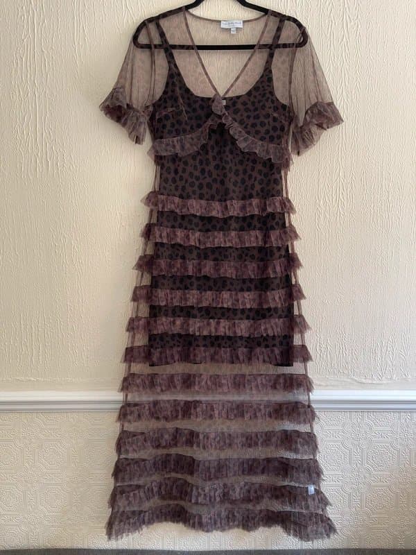 Never Fully Dressed Never fully dressed Leopard Ruffle Kate dress size UK 14