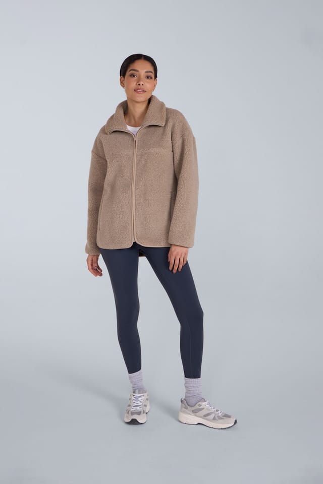 Animal Animal Women's 'Anna' Warm & Cosy Side Pockets Soft Borg Fabric Full Zip Fleece in Beige - 2