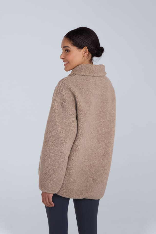 Animal Animal Women's 'Anna' Warm & Cosy Side Pockets Soft Borg Fabric Full Zip Fleece in Beige - 3