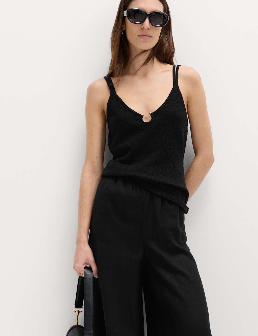 Marks & Spencer M&S Cotton Rich Keyhole Detail Knitted Vest Black