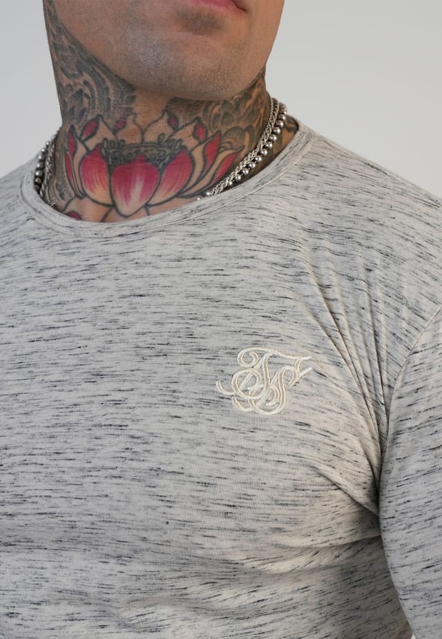 SikSilk SikSilk Men's Long Sleeve Marl T-Shirt in White - 2