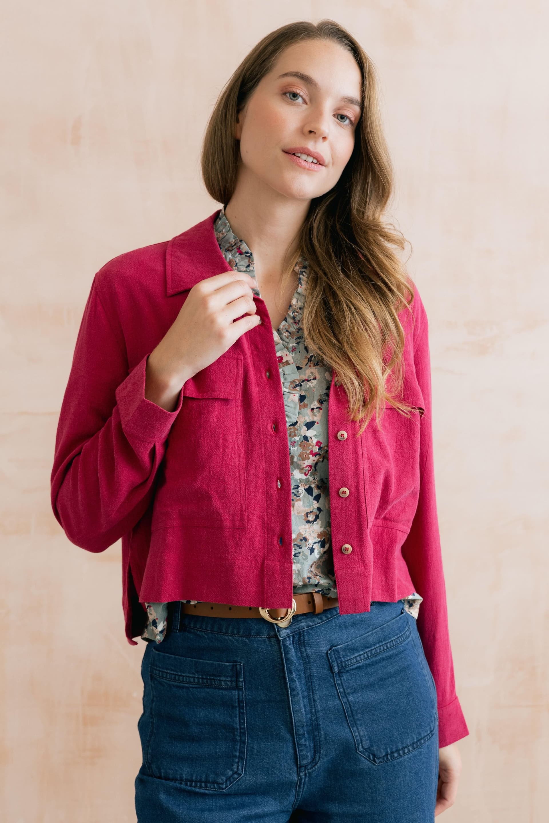 Lily & Me Lily & Me Women's Grasslands Linen Blend Jacket in Pink