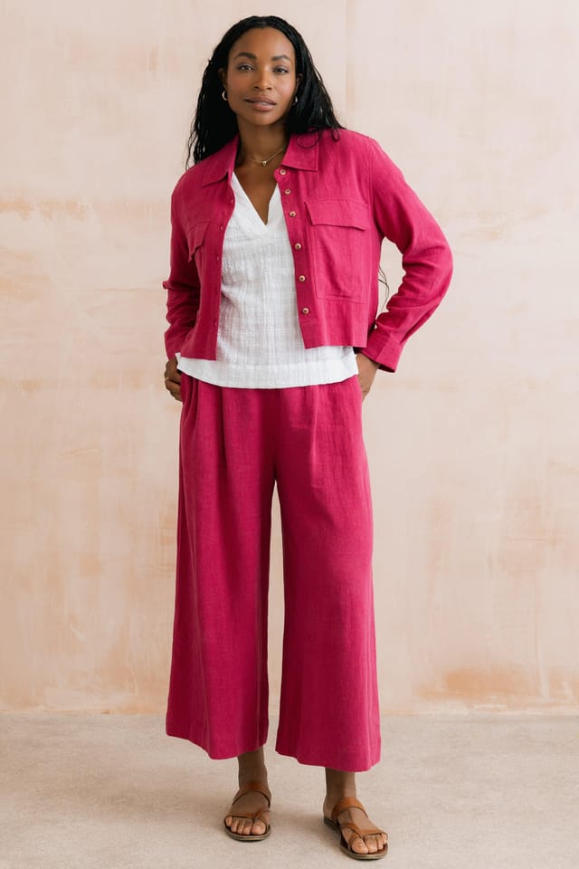 Lily & Me Lily & Me Women's Grasslands Linen Blend Jacket in Pink - 3