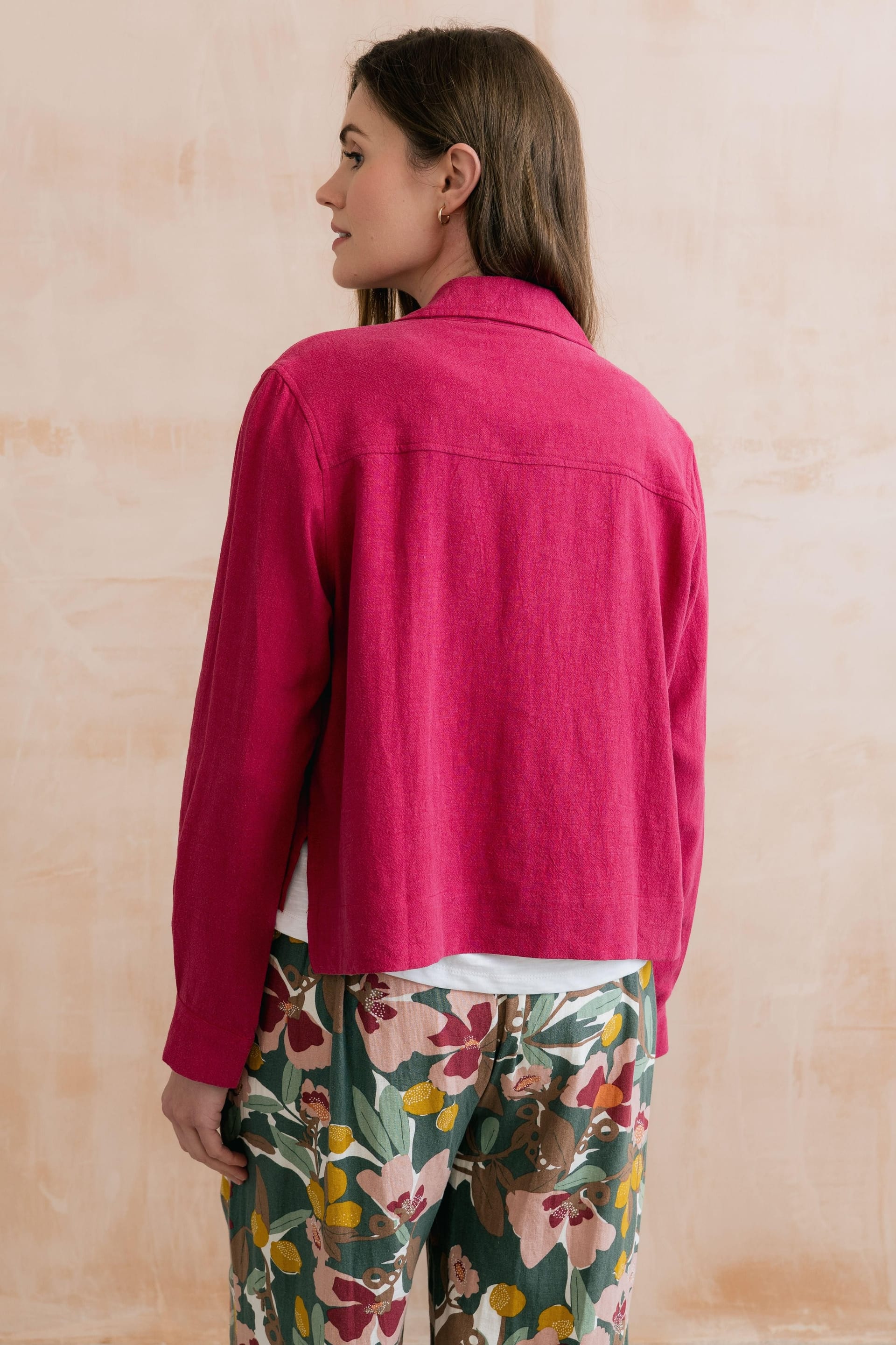 Lily & Me Lily & Me Women's Grasslands Linen Blend Jacket in Pink - 4