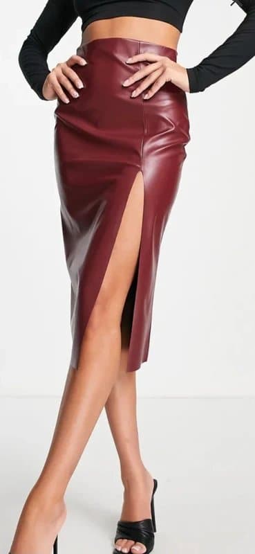 ASOS Asos faux leather pencil skirt with split 12