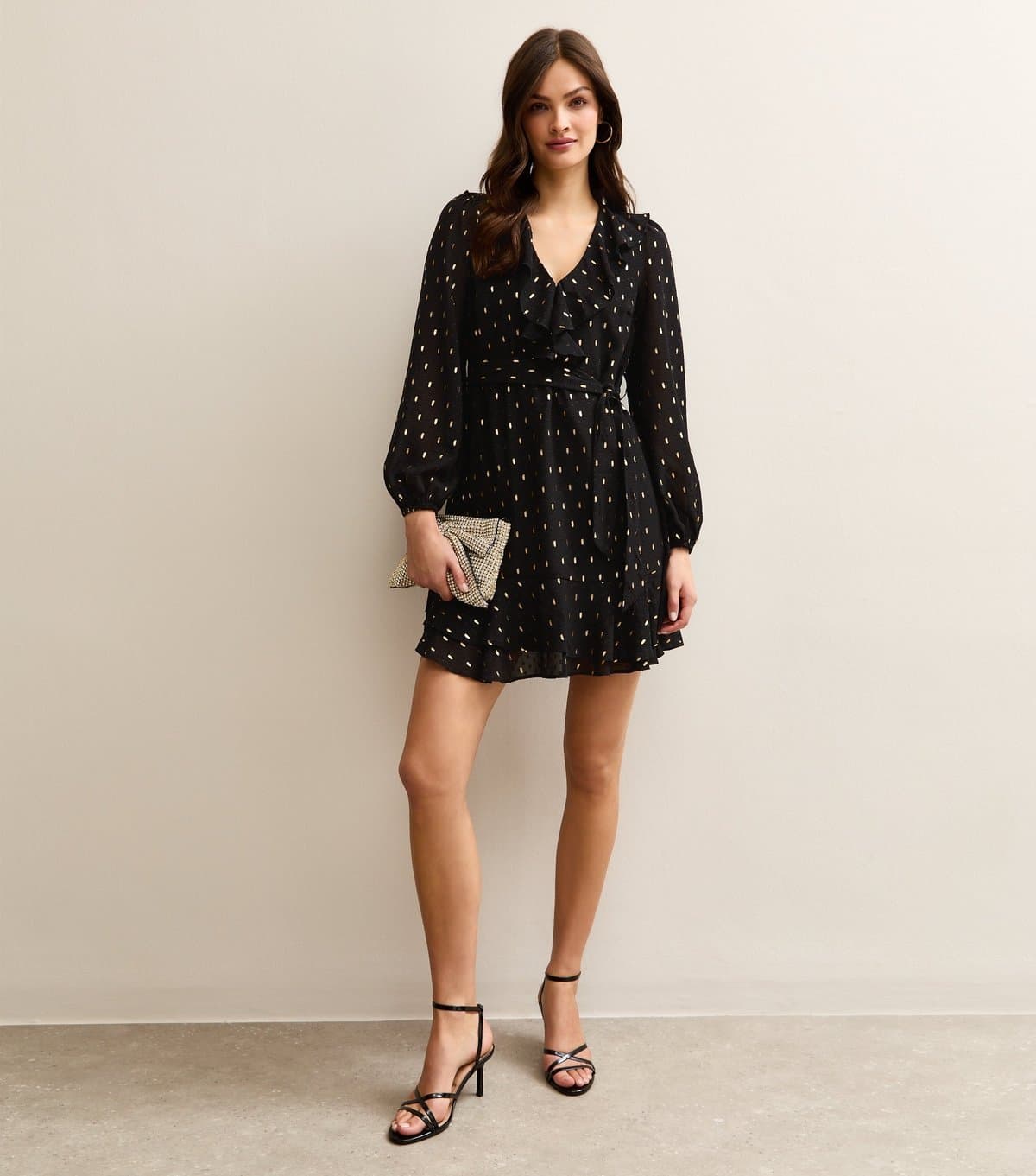 New Look Women's Tall Black Spot Chiffon Mini Dress New Look