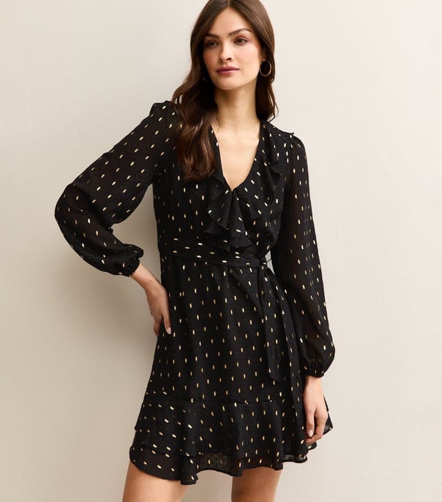 New Look Women's Tall Black Spot Chiffon Mini Dress New Look - 2