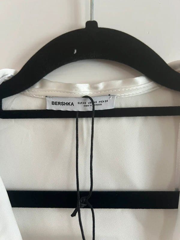 Bershka White Satin Lace-Up Corset Blouse XS