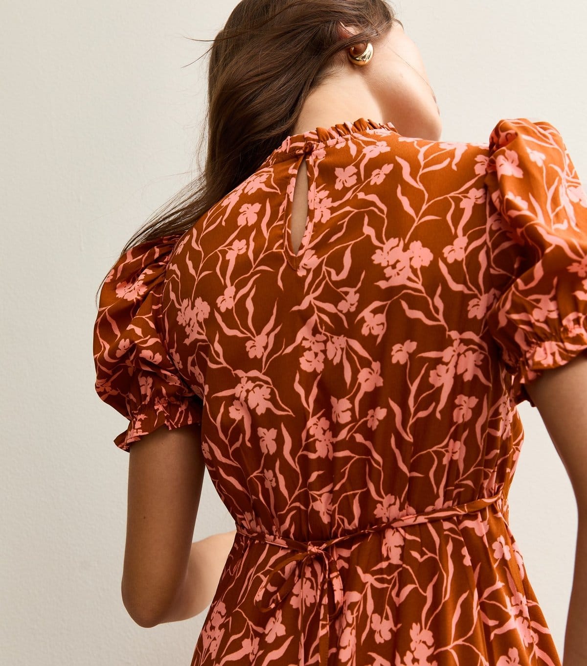 New Look Women's Orange Floral Print Short Sleeve Midi Dress New Look - 4