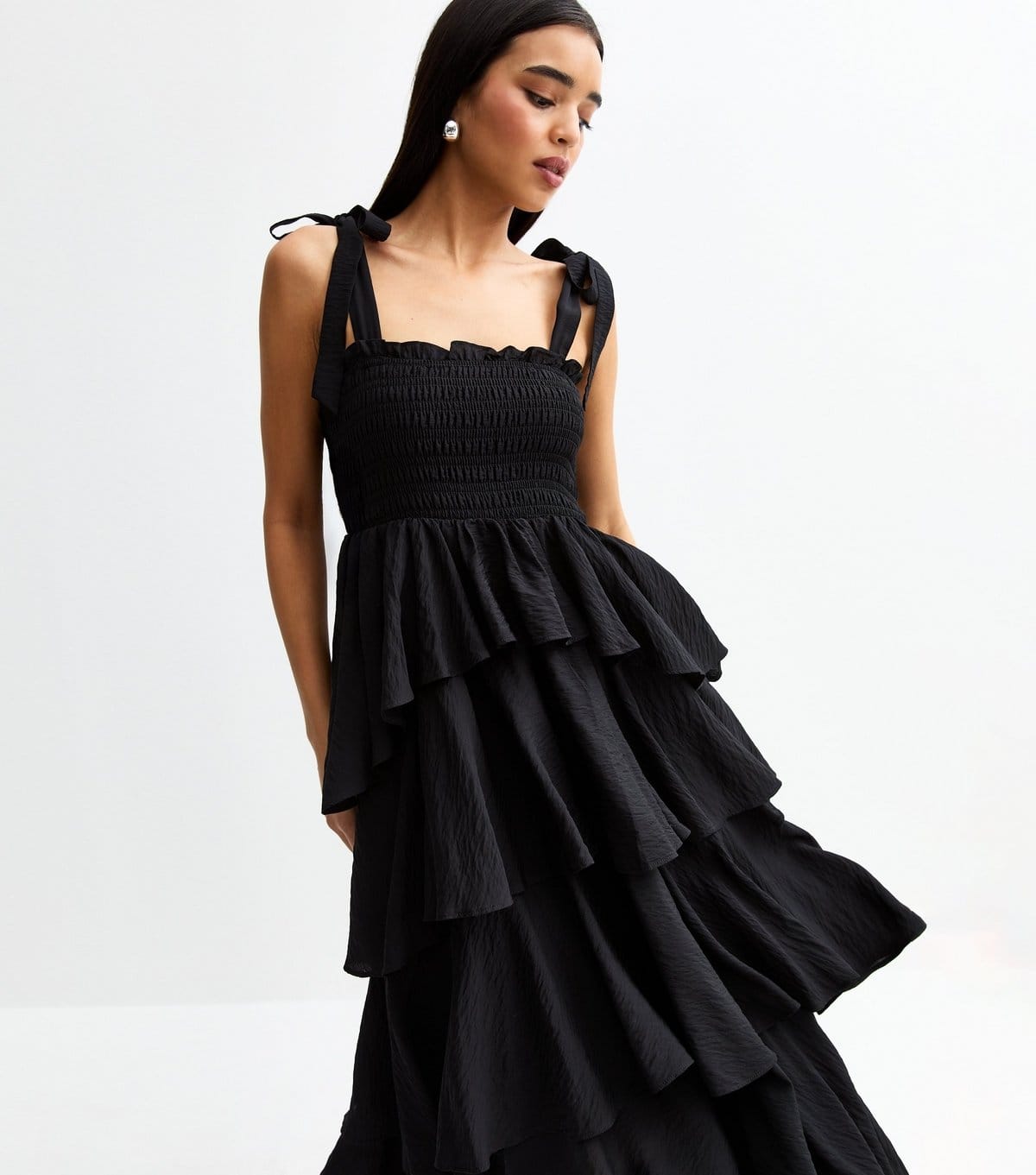 Women's Black Multiway Tiered Midi Dress New Look