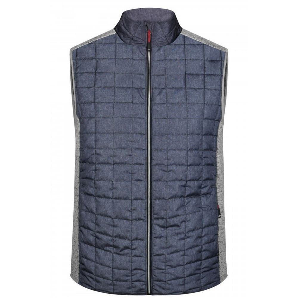 James and Nicholson James and Nicholson Men's Knitted Hybrid Gilet in Light Grey