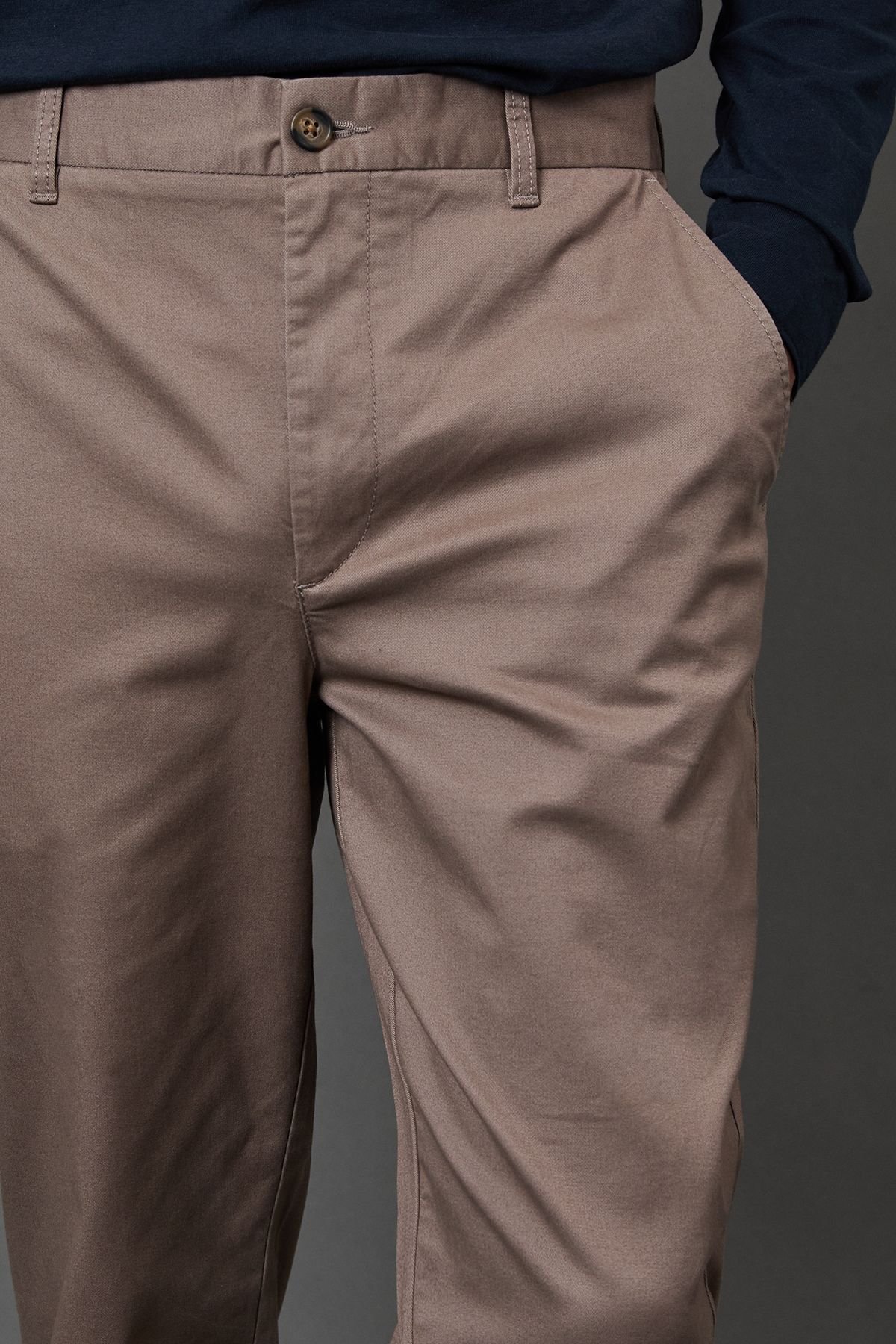 Burton Burton Men's Taupe Slim Fit Chino Trousers - 3