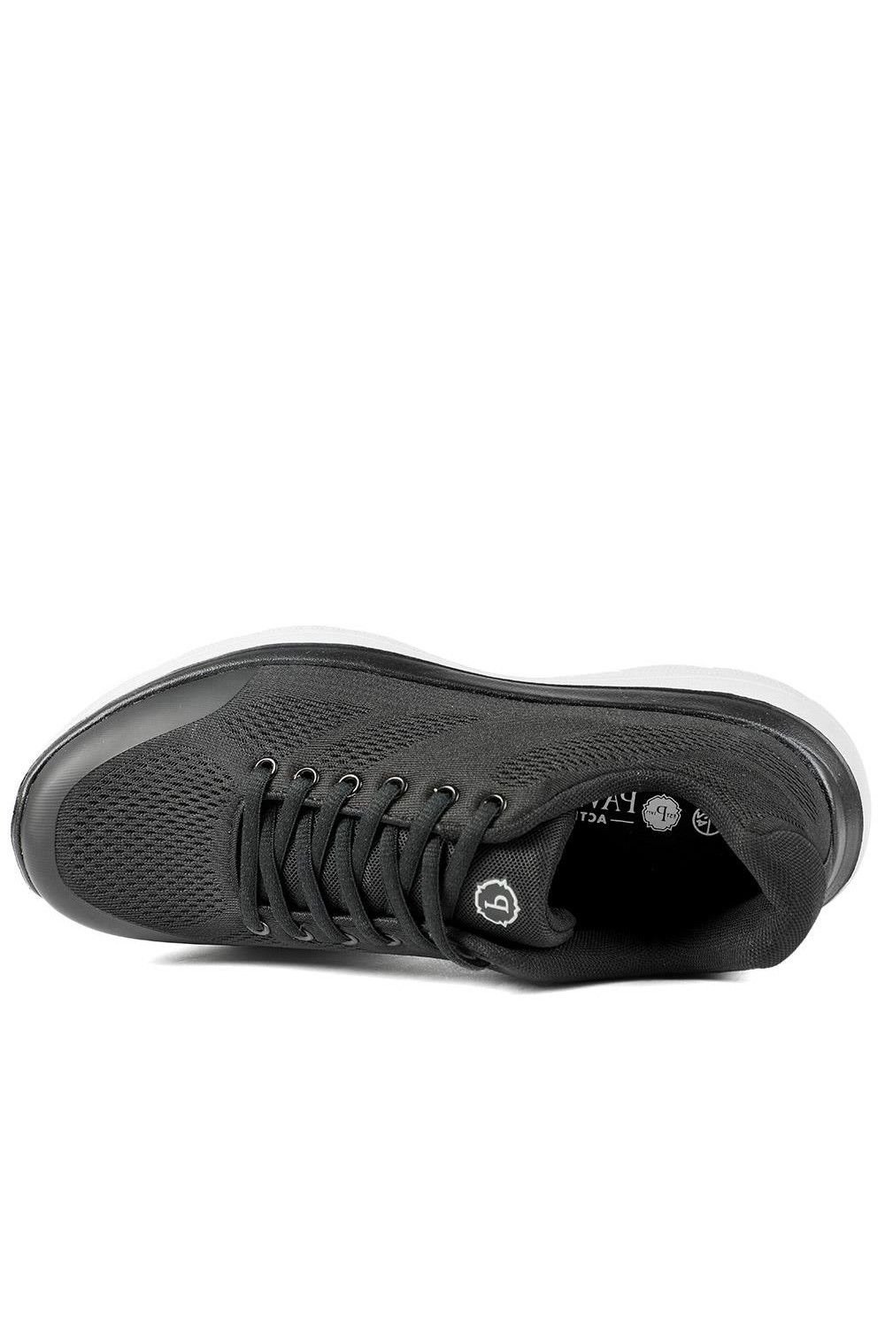 Pavers Pavers Men's Wide Fit Memory Foam Lace Up Trainers in Black - 4