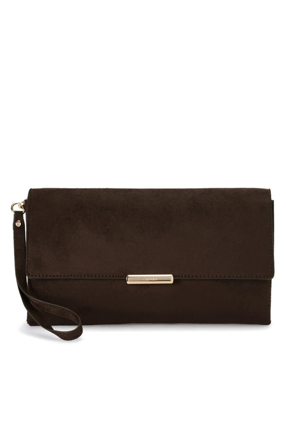 Carvela Carvela Women's 'Amalia Clutch' Suedette Bag in Dark Brown